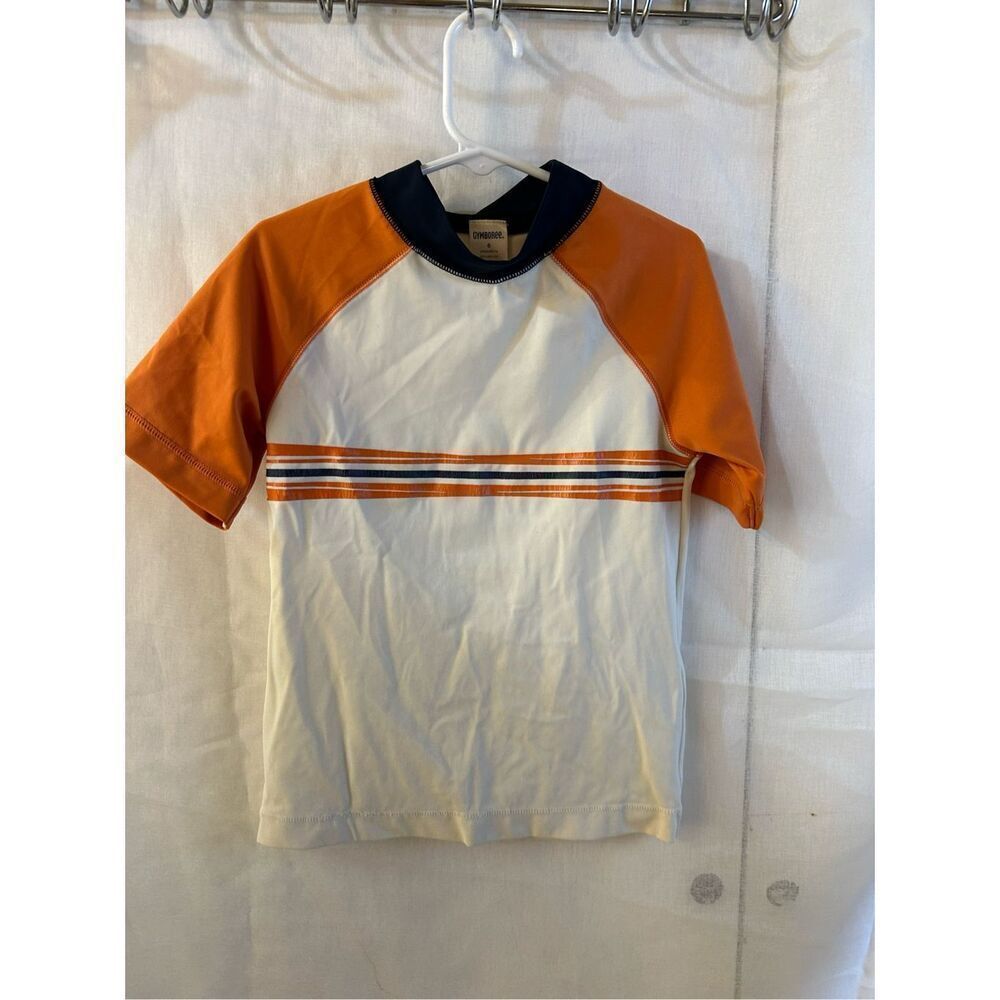 Gymboree rashguard‎ shirt size 6 orange/ cream color nylon blend rn#70530